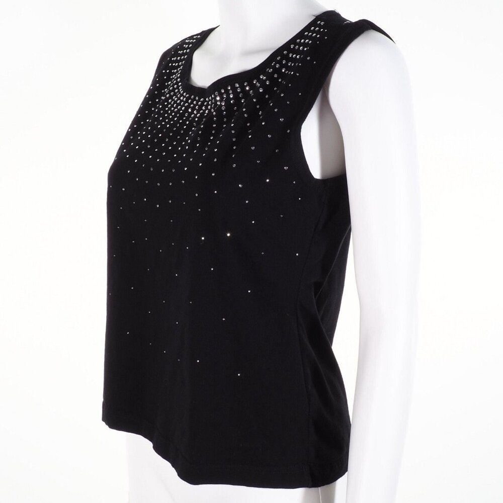 Knit de Knit Top Size Small Sunburst Embellished Studs Silver Black Stretch - Picture 3 of 7